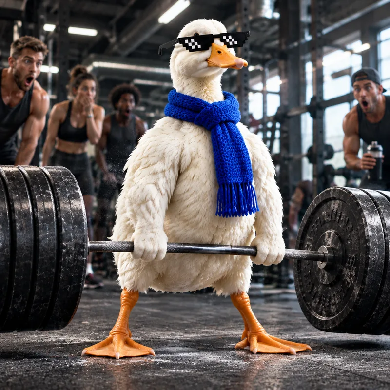 Duck lifting weights