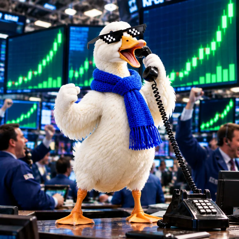 Duck on a trading floor